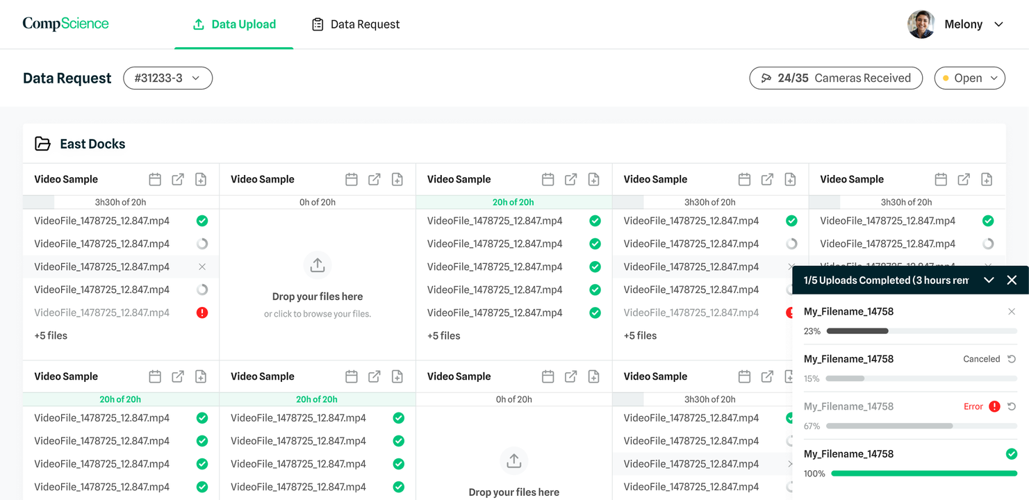 A data request inside the platform